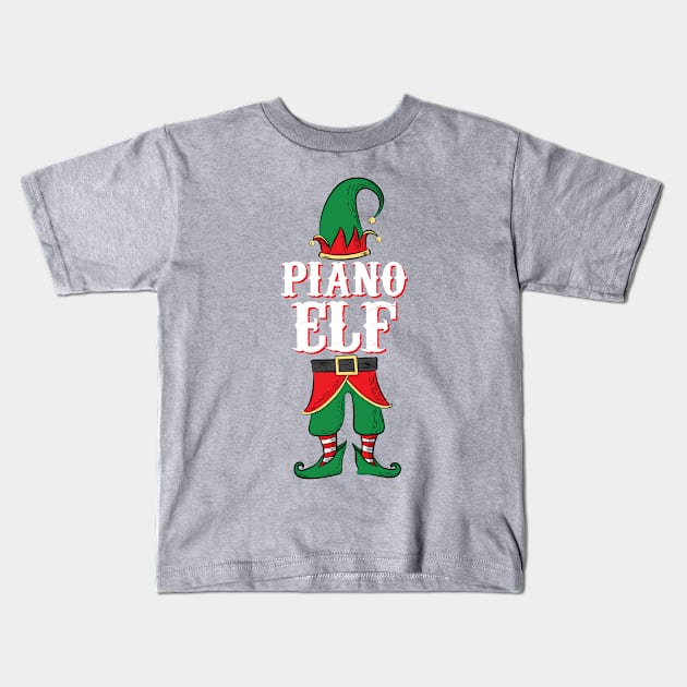 Piano Elf - Christmas Gift Idea for Piano Players design Kids T-Shirt by Vector Deluxe